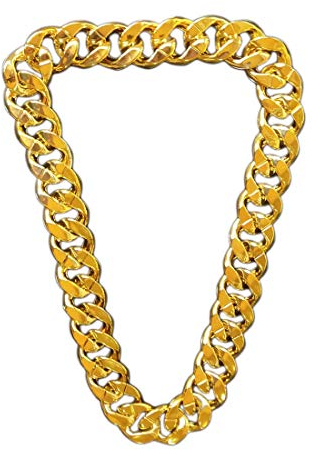 Lorigun Thug Life Goldkette Kunststoff Dicke Goldkette Thug Life Kostüm Riesige goldene Kette Halskette, Punk-Stil Hip Hop Ornament (Umfang 31,2 Zoll)
