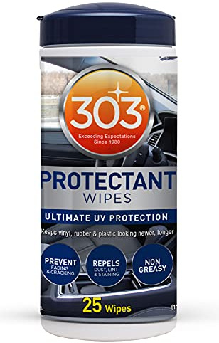 303 Products Automotive Protectant Wipes - Helps Prevent Fading & Cracking, Repels Dust, Lint & Staining, Superior UV Protection & Restores Lost Color, Exterior & Interior Car Cleaning Supplies