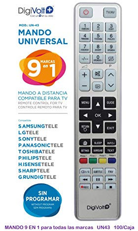 DiggitalWorld Mando Universal 9en1 Compatible con 9 Marcas Distintas de televisores