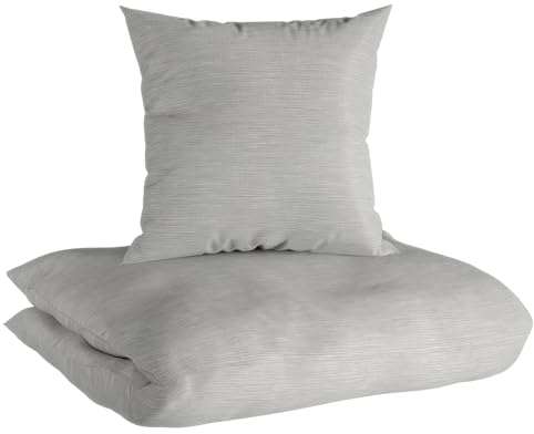 Carpe Sonno® Baumwoll Bettwäsche 135x200 | Unifarbene Bettwäsche Grau Melange | Renforce Bettbezug 135 x 200 | Duvet Cover 135x200 | Bettwäsche-Set auch als Allergiker Bettwäsche Baumwolle geeignet