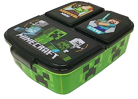 Boîte repas pour enfant - Boîte à déjeuner pour enfant avec compartiments - Boite à goûter pour la maternelle - En plastique sans BPA (Minecraft)