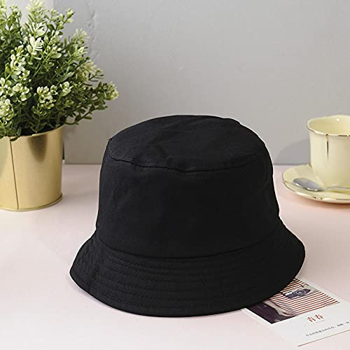 Chapeau Bob Femme Homme Chapeau De Pêcheur Hommes Femmes Étudiants Chapeau Tout-Match Chapeau De Couple Crème Solaire Chapeau De Soleil-Noir_Adulte