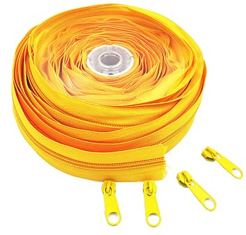 WKXFJJWZC Cerniera a spirale lunga in nylon 5#, 10 metri, con 20 cursori per cerniera per accessori di abbigliamento fai da te e cucito (20 colori) (oro)