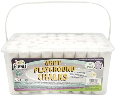 Craft Planet Playground Chalk, White, Pack of 52, Art & Craft Fun, Kids, Drawing, Pavement, Playground, School, Home, Garden, Games, Paper