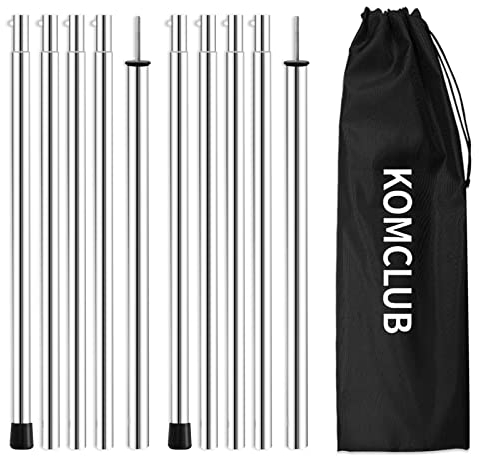 Teleskopstange Verstellbare Zeltstangen Edelstahl Camping Stangen Ersatz 74-190 cm 2 Sätze Mit Aufbewahrungstasche für Zelt Tarp Markise Sonnensegel