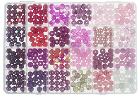 GLOREX 6 1630 341 - Glasperlen Schmuckset, in Aufbewahrungsbox, rot und pink Sortiert, ideal geeignet zur Gestaltung von Schmuck, Armbändern, Halsketten, Accessoires oder als Dekoration