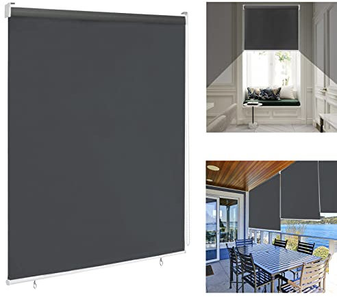 YARDIN Seitenzugrollo Klemmrollo Verdunkelungs-Rollo Outdoorrollo UV-Schutz und Beschattung zum Schutz der Privatsphäre,für Balkon,Terrasse und Garten Anthrazit 180 * 140cm
