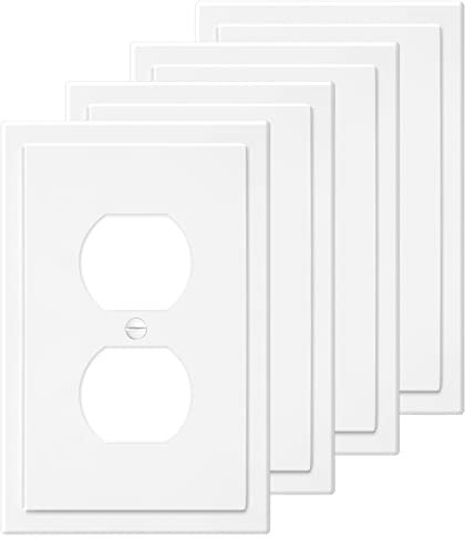 1-Gang - Placa de pared decorativa de borde moderno, para interruptor de luz, interruptor inteligente, GFCI, atenuadores, receptáculo, toma USB (paquete de 4, dúplex individual)