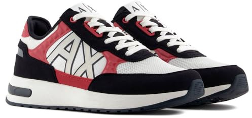 Armani Exchange Male Dusseldorf Embossed Geometric Motifs, Lace up Sneaker, Multicolor, 43