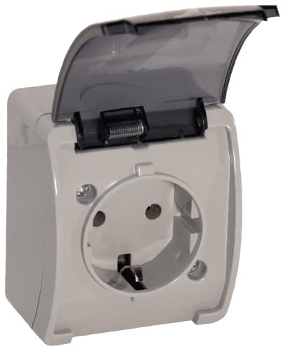 ORNO OE-7105 Prise Murale Etanche en Saillie avec Clapet et Mise à la Terre