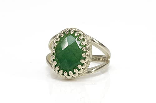 Vitalitätsring von Anemone Jewelry - Sterling Silber Ring mit Schönem Ovalen Aventurine - Edelsteinringe für Jeden Anlass - Versprechens-, Geburtstags- und Verlobungsring - Alle Größen Erhältlich