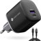 NOVOO 67W Caricabatterie USB C 2 Porte GaN Ⅲ Caricabatteria, Veloce Compact da Caricatore Rapido da Parete per MacBook Pro/Air, iPad Pro, Pixel 7, ThinkPad, Dell XPS 13, Steam Deck