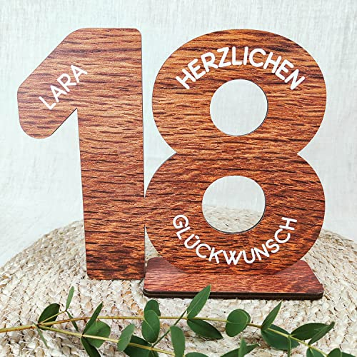 18 Geburtstag Männer/Frauen - Deko Gästebuch Geburtstag 18, 18. Geburtstag Männer Geschenk 18. Geburtstag Deko 18 Geburtstag Mann Tischdeko 18, 18 Jahre - Personalisierbar mit Namen aus Holz