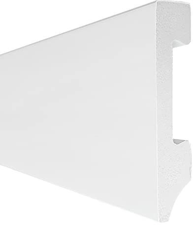 FLOORINTEX Rodapié Resistente a la Humedad (220x8x1,5cm) Blanco de Poliestireno, Zócalo Canto Recto, Pintable, Combinable con Puertas Laca