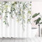 KEPPD Tenda da doccia con foglie di eucalipto verde acquerello Tessuto impermeabile extra lungo lavabile Tenda da doccia floreale Tenda da bagno -XXL 90X200cm Tenda da doccia