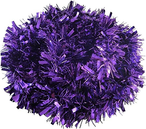 SHATCHI 4Pcs Purple Christmas Tinsels 1.8m/6ft Xmas Metallic Chunky Tinsel Garland for Christmas Tree Hanging Decorations