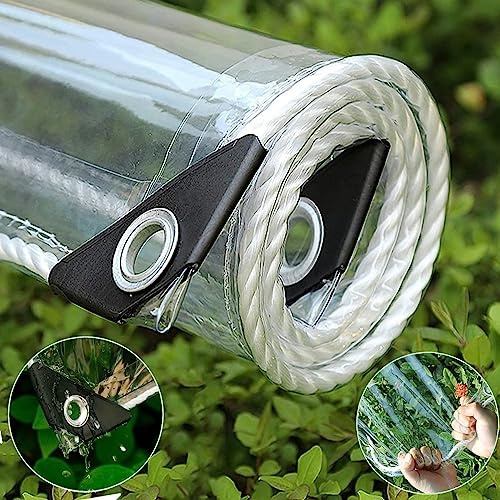 LCKFFYD Clear Tarp 6x20ft, 14 Mil Heavy Duty Waterproof with Grommets and Reinforced Edge for Plant Greenhouse, Balcony, Garden, Pet Hutch, Roof
