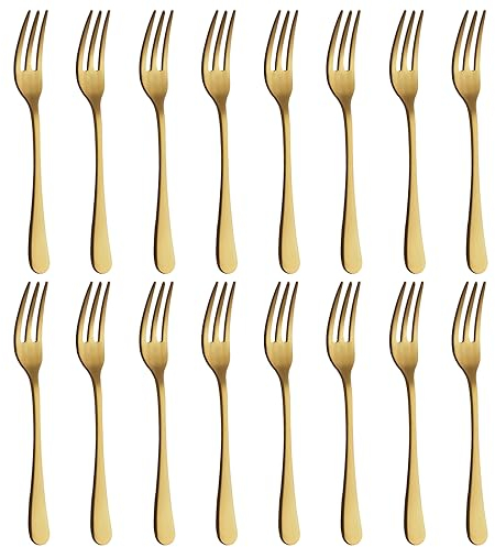 BEWOS 16 Stück Gabeln Set, Eisenhaltig Edelstahl Kuchengabeln Set, 5.55 Zoll Gabel, Spiegel Poliert, Silberwaren Dessertgabeln Für Jeden Veranstaltungsort, Spülmaschinenfest