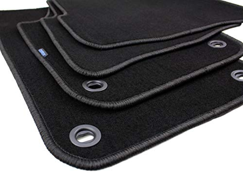 kfz-premiumteile24 Premium Fußmatten kompatibel mit Polo 9N Baujahr 2002-2009 Velours Automatten Autoteppiche 100% Passgenau Stoffmatten schwarz mit Drehknebel oval