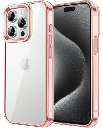 JETech Case for iPhone 15 Pro Max 6.7-Inch, Non-Yellowing Shockproof Phone Bumper Cover, Anti-Scratch Clear Back (Rose Gold)