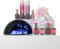 Pink Gellac Gel Nägel Set - UV Nagellack Set mit Pro UV Lampe Schwarz - mit 4x Roten Farbtönen 15 ml, Top Coat Gel und Base Coat - Shellac Starterset mit Lampe, Nagelfeile, Entferner und Cleaner