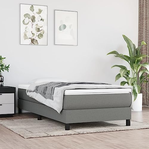 Festnight Polsterbett 100 x 200 cm, Komplett-Set Mit Matratze, Lattenrost, Boxspringbett Aus Stoff in Dunkelgrau#2