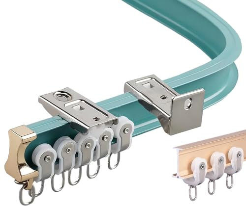 whalebee Biegsam Gardinenschiene 1-6.5M Gebogen Vorhangschiene Abriebfest Leise Und Glatt Flexibel Vorhangstange Schwarz/Weiß/Grün/Blau/Pink Wand-/Deckenmontage, Mit Zubehör Schienensystem