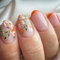 24Pcs Press on Nails Short Almond, French Tips False Nails Orange Flowers Glue on Nails with Elegant Design, Oval Acrylic Full Cover Autumn Stick on Nail for Women Girls Manicure Decoration