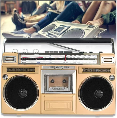 YUNYHAO Altoparlante Portatile Stile Anni '80 con Lettore CD E Cassette, Radio Dab Portatile con Radio FM E Dab+, Registrazione USB, Ricevitore Bluetooth + Altoparlante