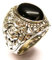 Silberschmuck - BG Herrenring mit Steinen, Motivring Löwe Gr. 62, mit echtem Onyx Stein, Ringe Herren