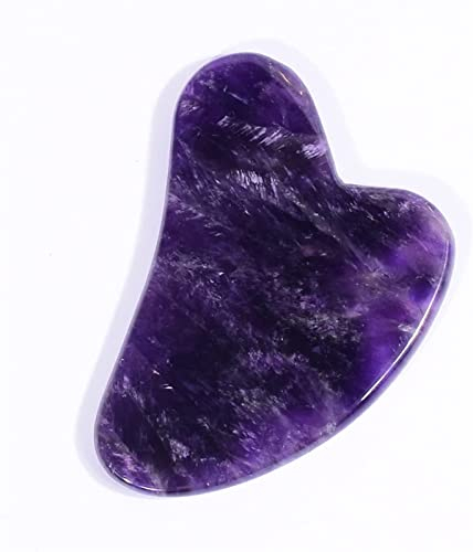 ZDVHOMCB Home Sammlungen Amethyst Rough Stone Amethyst Roller Gesicht Gua Sha Werkzeug Set Natürliche Stein Gesichts Gesundheit Pflege Massage Kristall Quarz Spa Akupunktur (Color : Gold)