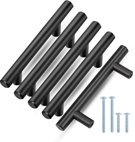 GULINO 15 Piezas Tiradores Cocina Negro 96mm Acero Inoxidable Mate con Tornillos, Tiradores Armarios, Tiradores negros, Tiradores de cocina, Tirador Armario, Tirador Negro