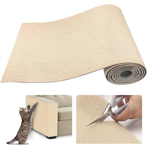 Tiragraffi per Gatti 200x40cm DIY Tappeto Tiragraffi Divano per Protezione Divano Graffi Gatto Autoadesivo
