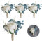 Huilimei 4 rose artificiali blu pavone da uomo, bouquet da sposa e sposo, per damigella d'onore, cerimonia nuziale, anniversario, cena, danza, fiori, decorazione con spilla per abito