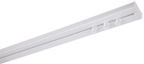 SIMI Rail plafond pour rideaux à crochets Blanc Monorail droit 300 cm | Sa conception légère en PVC s'intègre discrètement à tous les styles d'intérieur sans surcharger la décoration.