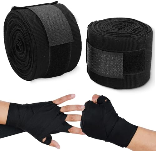 Tissting Boxbandagen für Männer Frauen 2 Rollen 5m Elastische Bandagen Boxen - Kampfhandschuhe Boxsack mit Klettverschluss für Mixed Martial Arts, Muay Thai und Andere Kampfkünste