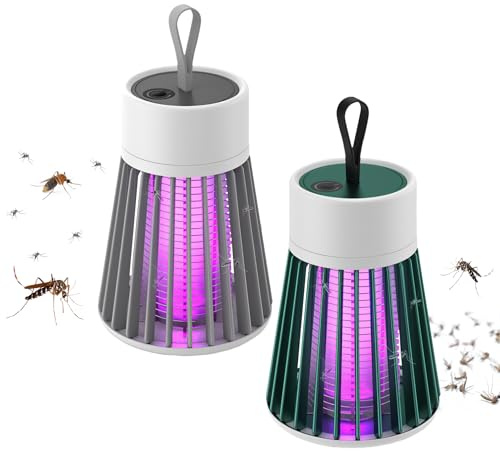 Mozzguard Mosquito Zapper, Mückenabwehr Outdoor Insektenlampe Mückenlampe Mosquito Killer mit UV-Lampe, Tragbarer Mückenkiller 2000mAh Wiederaufladbar USB Moskito Zapper für Camping Gärten (2PCS)