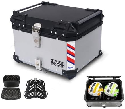 Motorradkoffer Top Case 25L 30L 36L 45L 55L 65L Heckkoffer Motorrad Kofferraum Mit Sicherheitsschloss, Für Roller, Motorrad, Mofa & Quad(Silver,30L)