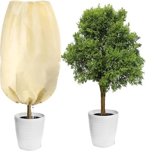 Protection pour plantes d'hiver, antigel, 80 x 120 cm, protection contre le froid, sac de protection pour plantes, cordon de serrage, sac de protection contre le gel, couverture chaude, veste de