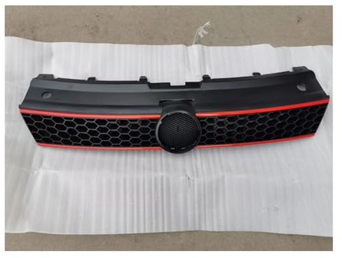 Front Kühlergrille Für VW Für Polo 6R 2009 2010 2011 2012 2013 ABS Front Stoßstange Grille GTI Stil Honeycomb Mesh Center Grille Frontgrill(Rot)