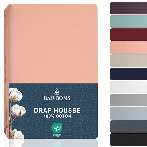 BARBONS Spannbettlaken 200x200-100% Baumwolle Bettbezug Rosa | Oeko-TEX Zertifiziert - Spannbetttuch - Bettlaken - Bettbezug - Jersey - für Boxspringbett und Dicke Matratzen bis 27 cm