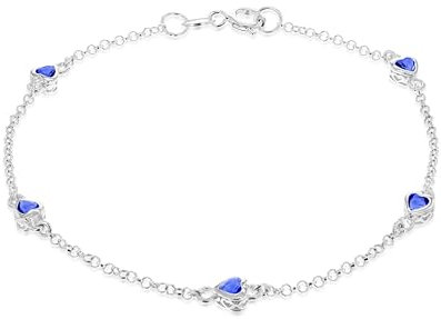 Amazon Essentials Armband aus Sterlingsilber mit blauem Zirkonia-Herz, 19 cm