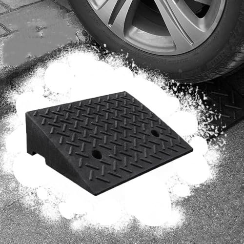 REDEXI Bordsteinrampen Gummi Rutschfester Türschwellenrampe Auffahrkeil, Bürgersteig Bordsteinrampe 9-22 cm Hoch Auffahrrampe, Fahrrad Auto Motorrad Rollstuhl Rampen(50x60x15cm)
