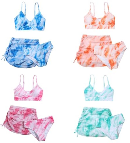Sunfashion Mädchen 3 Teiliges Set Bikini Mädchen 164 Badeanzug 152 Mädchen Schwimmanzug Mädchen Bikinis Für Teenager Meerjungfrauen-Badeanzug Für Kinder Meerjungfrau Flosse Mädchen Badeanzug Är(140/M)