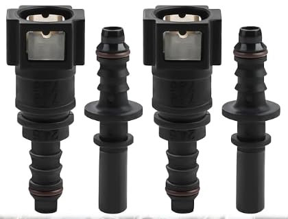 7,89 mm SAE auf 5/16 8 mm gerader Auto-Kraftstoffleitungsschlauch Schnellverbinder, 2er-Set Schnellverschluss-Anschluss, Trennschlauch, Kraftstoffleitung Verbinder Schlauchkupplung