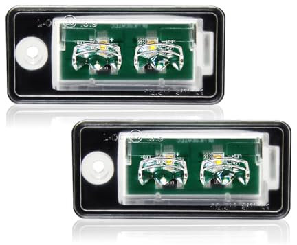 LED Number Plate Lights 12V 10W Canbus Compatible with Audi A3 A4 A6 A8 Q7 S6, Canbus Error Free, IP67 Waterproof, 70 x 32 mm, Easy Installation