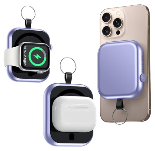 RXRBDA Magnetic Power Bank 10000mAh with Detachable Lanyard-3-in-1 Magnetic Wireless Charger,22.5W PD Fast Charging,Compact Portable Battery Pack for iPhone 16/15/14/13/12,Apple Watch & AirPods