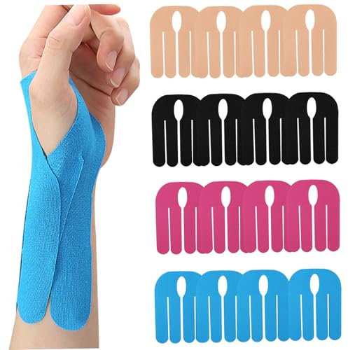 Heidouse Handgelenk Tape 16pcs 4 Farbe atmungsaktiver Baumwoll- und Spandex Kinesiologie-Band für das Wasserschutz vorhandener Selbstklebender Muskelschutz für Sport