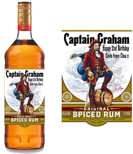 CPT Morgan Spiced Rum Personalised Bottle Label/Sticker - Easy to Apply