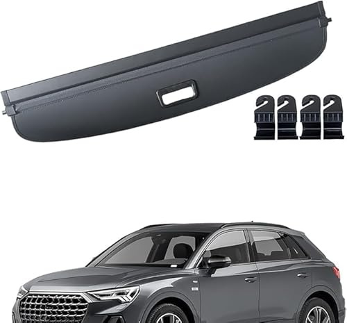 WeiYH Auto-Versenkbare Kofferraum-Ablage Für Audi Q3 2019-2023 2024, Hintere Kofferraum Hutablage Schattenschutz PrivatsphäRe Vorhang